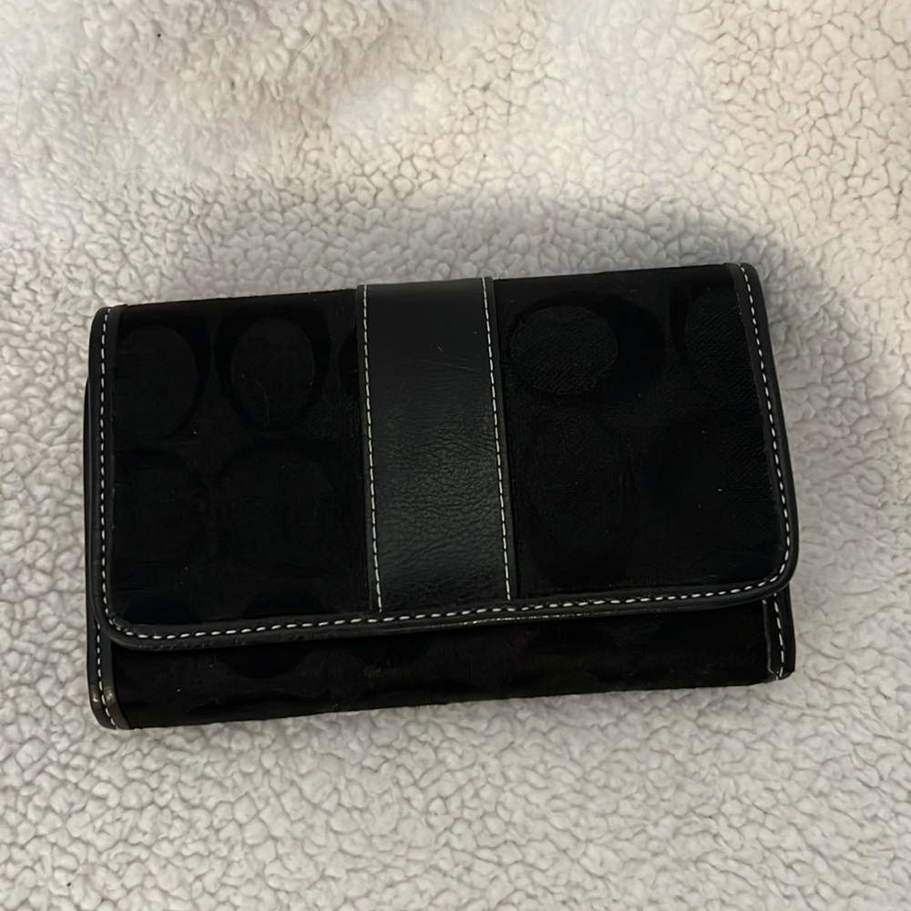 Coach Signature Mini Snap Wallet Black
